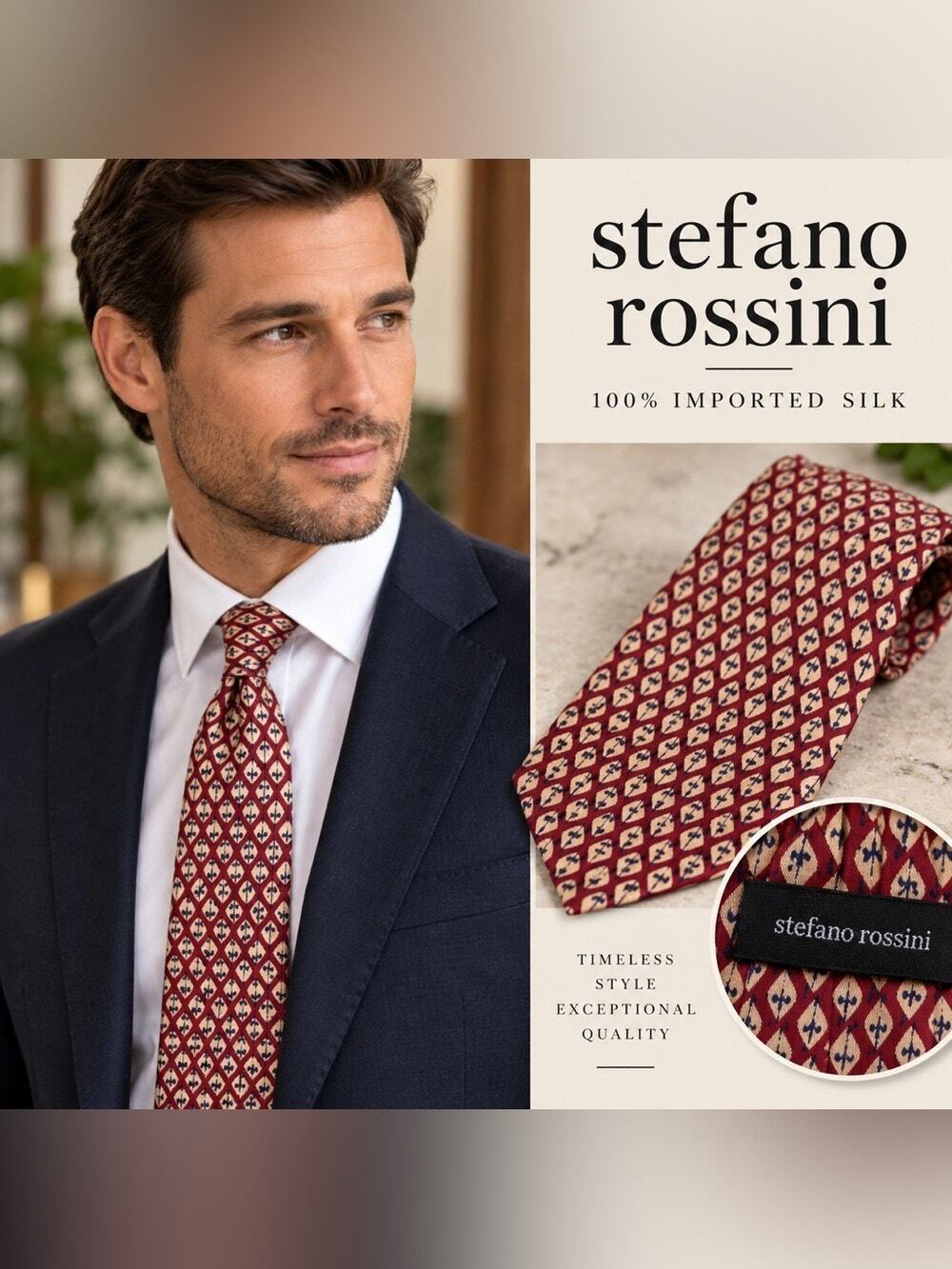 #1014 VTG/Retro Stefano Rossini 100% Imported Silk Patterned Tie